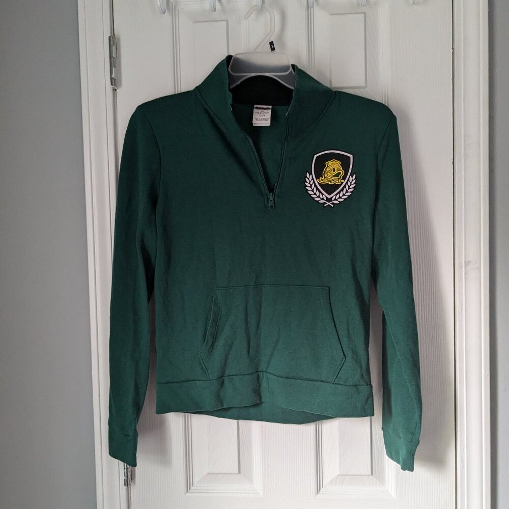 Pink Victoria Secret Oregon Ducks Quarter Zip Hoodie, Size S, Green w Sequins